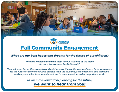 Fall Community Engagement with photo of students and teacher in classroom